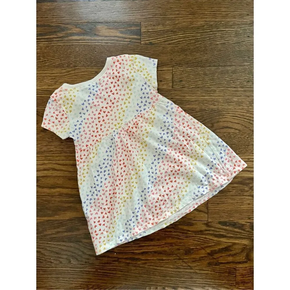 OLD NAVY Toddler Girls 18-24 Months Valentine Rainbow Heart Print Knit Dress BUY